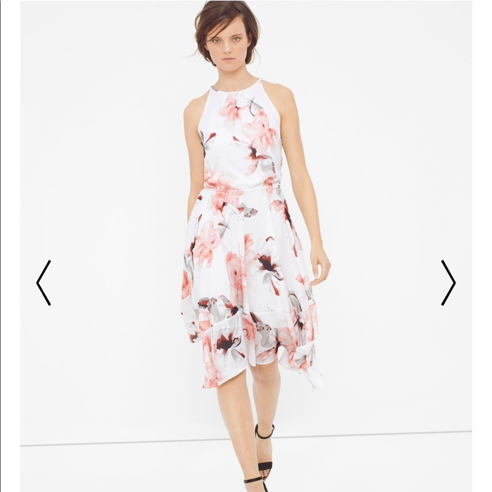 White House Black Market Halter Floral Flare Dress